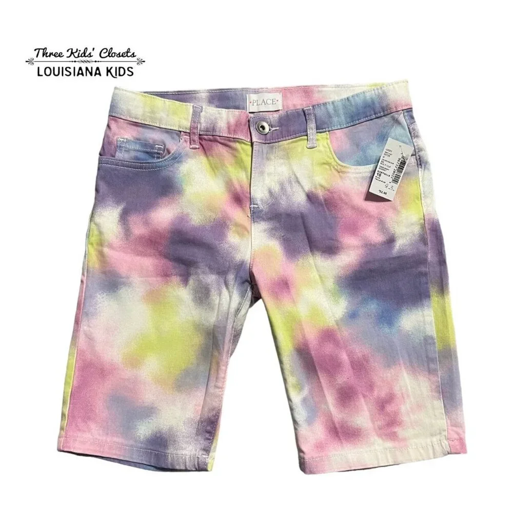 NEW Children's Place 10 Plus Tie Dye Denim Bermuda Shorts